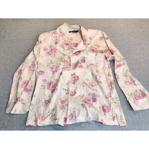 LAUREN Ralph Lauren Pajama Set Size L White Floral Cotton Sleepwear Lounge NWT